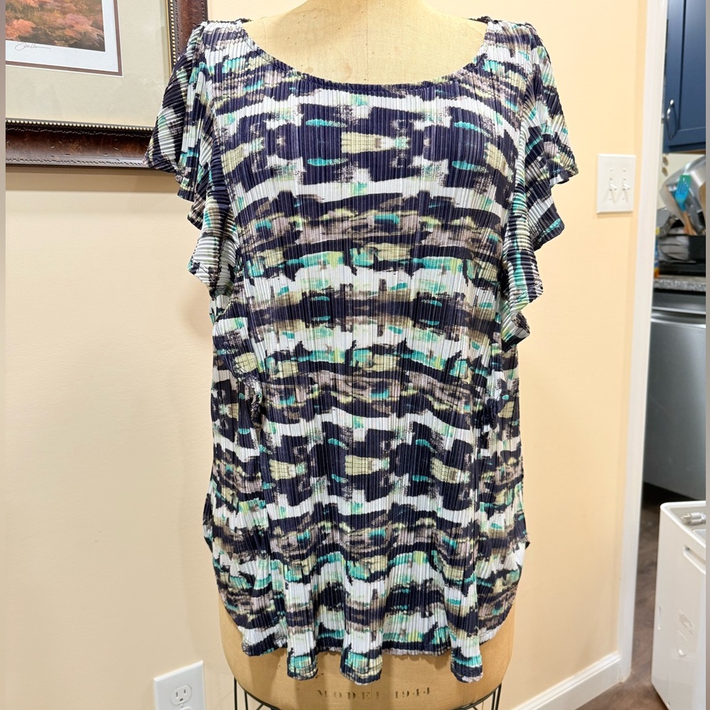 Apt. 9 Striped Ruffle Sleeve Blouse